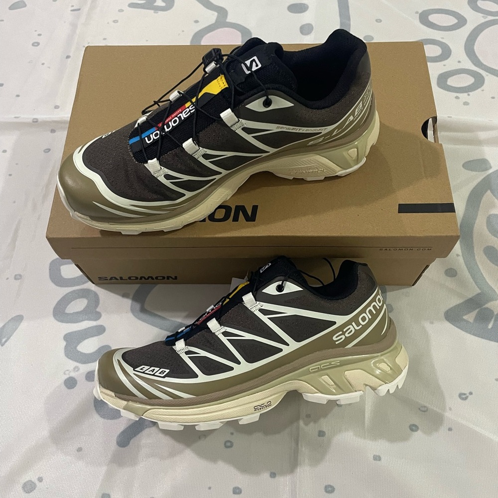 Salomon XT-6 Trail Sneakers in Olive and Black